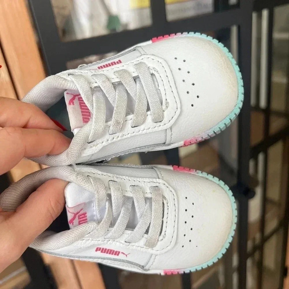 PUMA Baby sneakers Carina 2.0 Fade Athletic Shoes Toddler White Sunset Pink - Picture 2 of 8